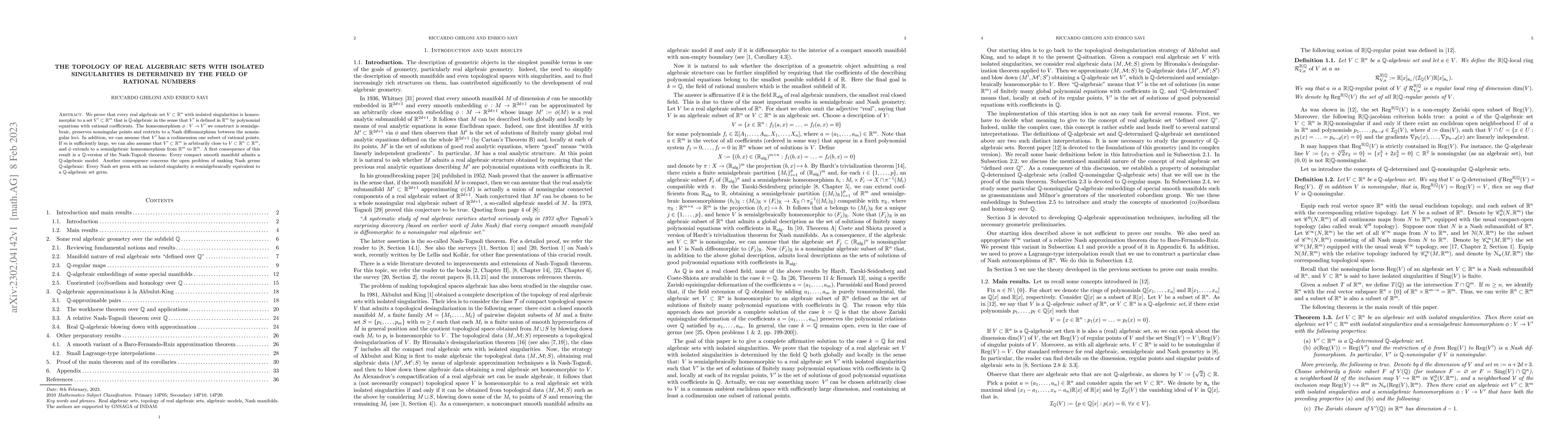 Thumbnail for The topology of real algebraic sets with isolated singularities is
  determined by the field of rational numbers