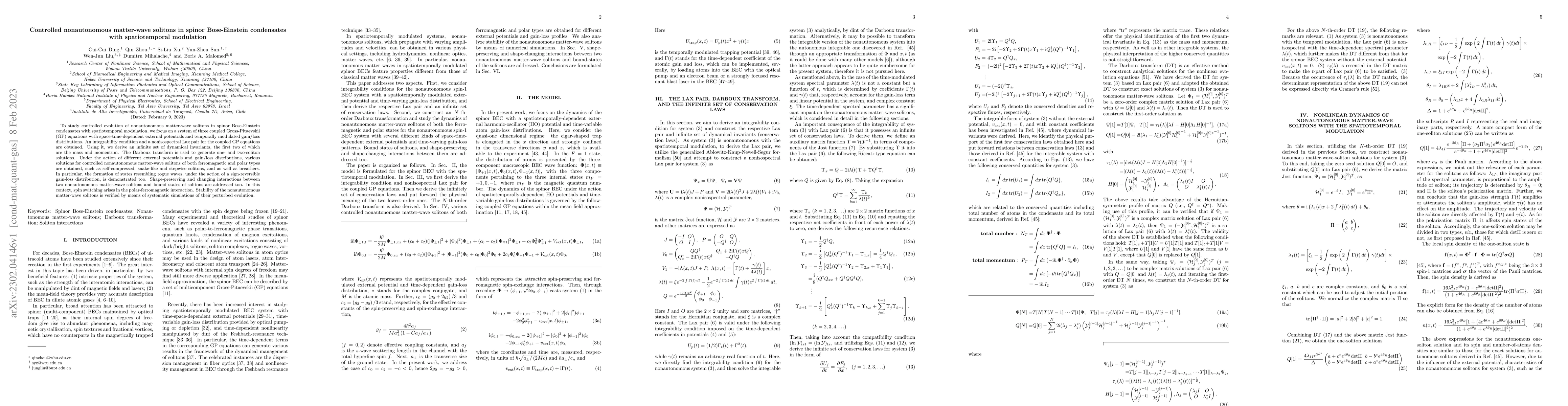 Thumbnail for Controlled non-autonomous matter-wave solitons in spinor Bose-Einstein
  condensates with spatiotemporal modulation