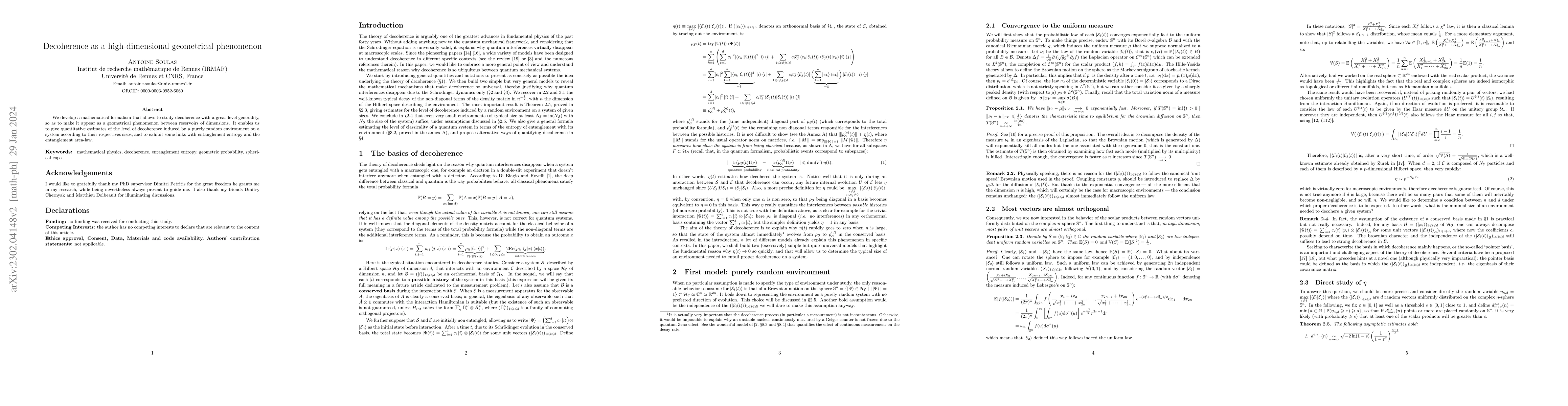 Thumbnail for Decoherence as a high-dimensional geometrical phenomenon