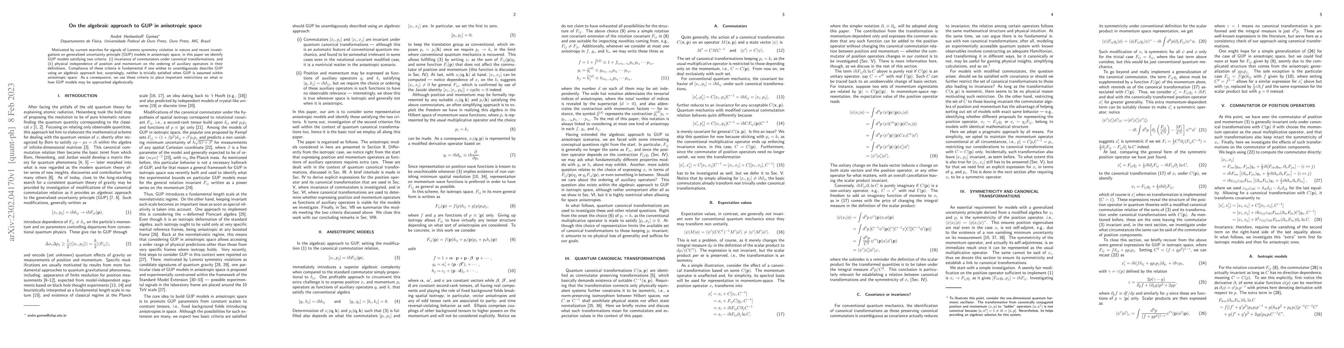 Thumbnail for On the algebraic approach to GUP in anisotropic space