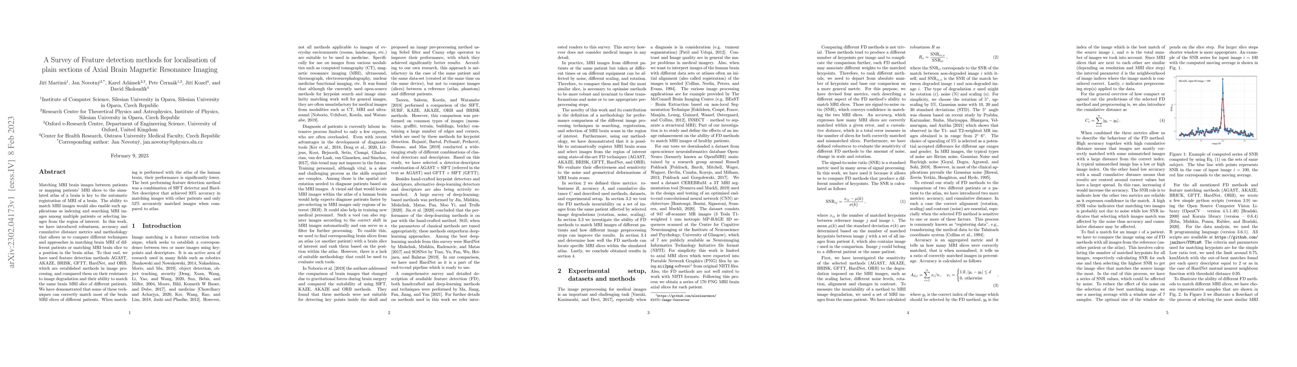 Thumbnail for A Survey of Feature detection methods for localisation of plain sections
  of Axial Brain Magnetic Resonance Imaging