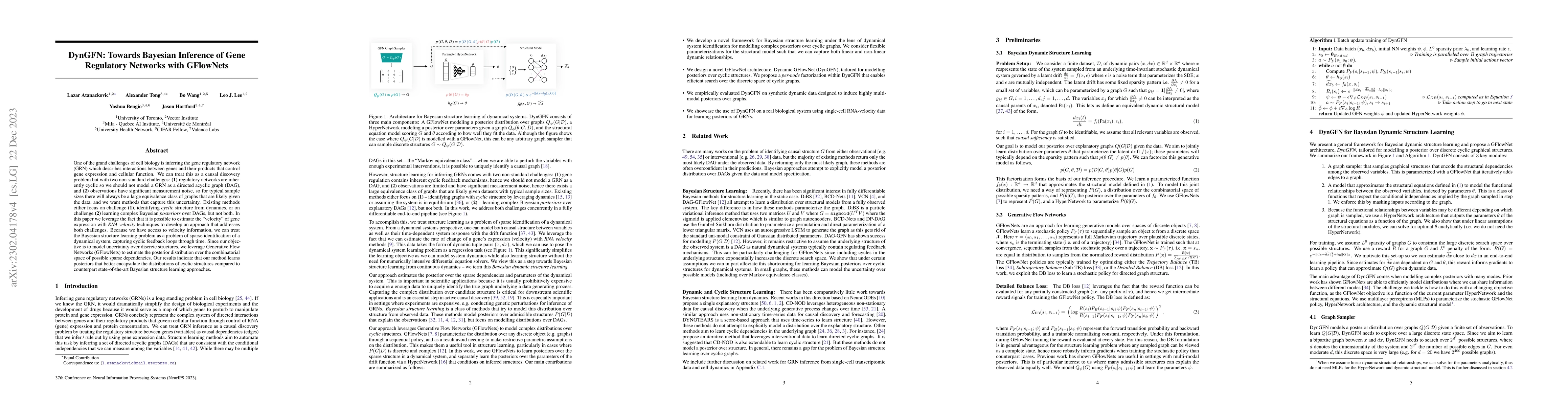 Thumbnail for DynGFN: Towards Bayesian Inference of Gene Regulatory Networks with
  GFlowNets