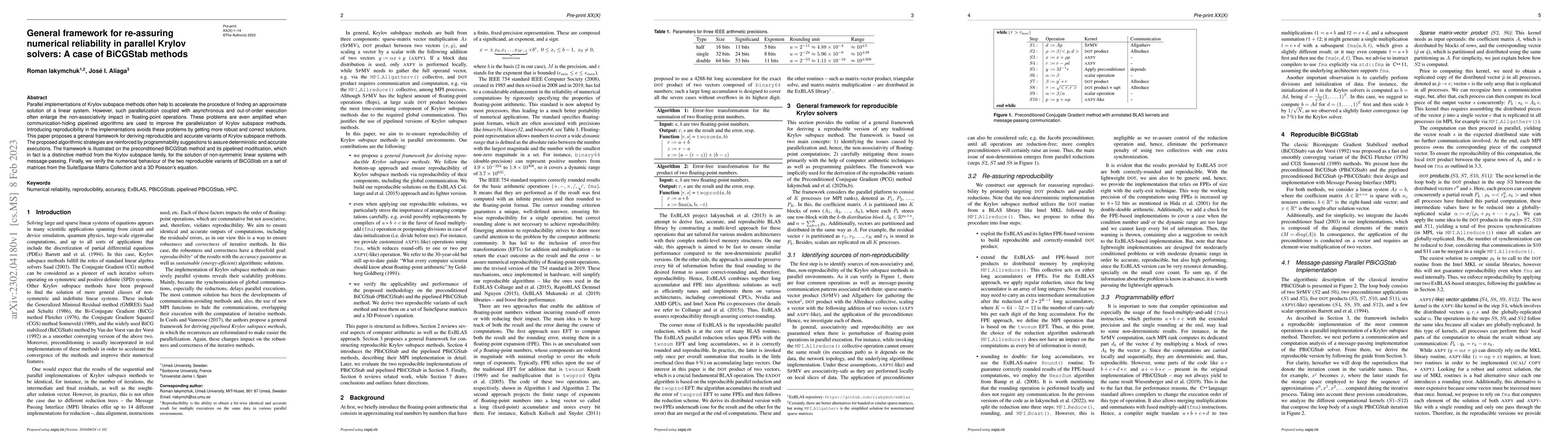 Thumbnail for General framework for re-assuring numerical reliability in parallel
  Krylov solvers: A case of BiCGStab methods