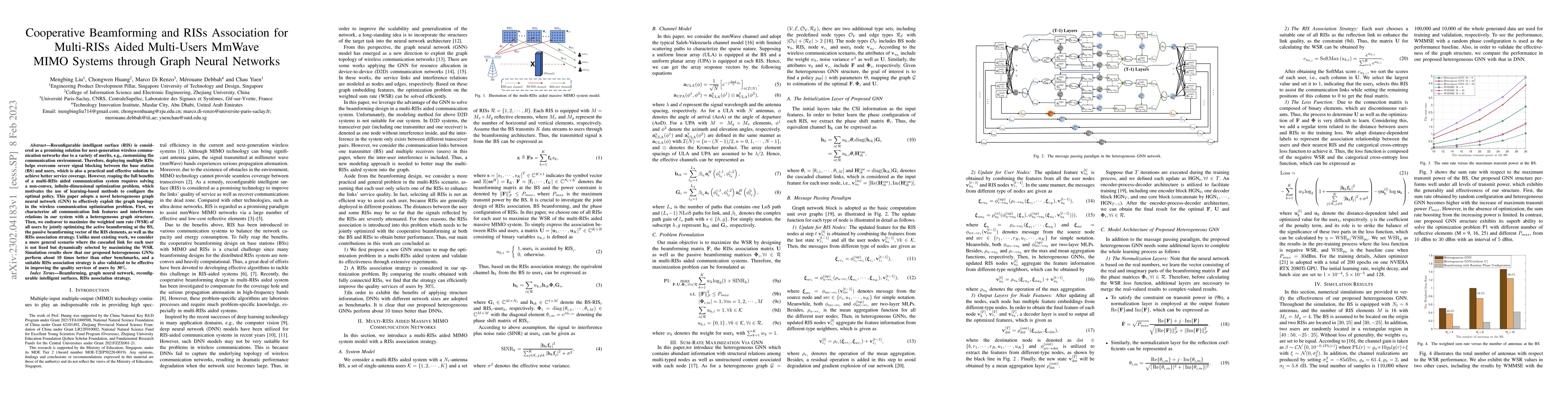 Thumbnail for Cooperative Beamforming and RISs Association for Multi-RISs Aided
  Multi-Users MmWave MIMO Systems through Graph Neural Networks