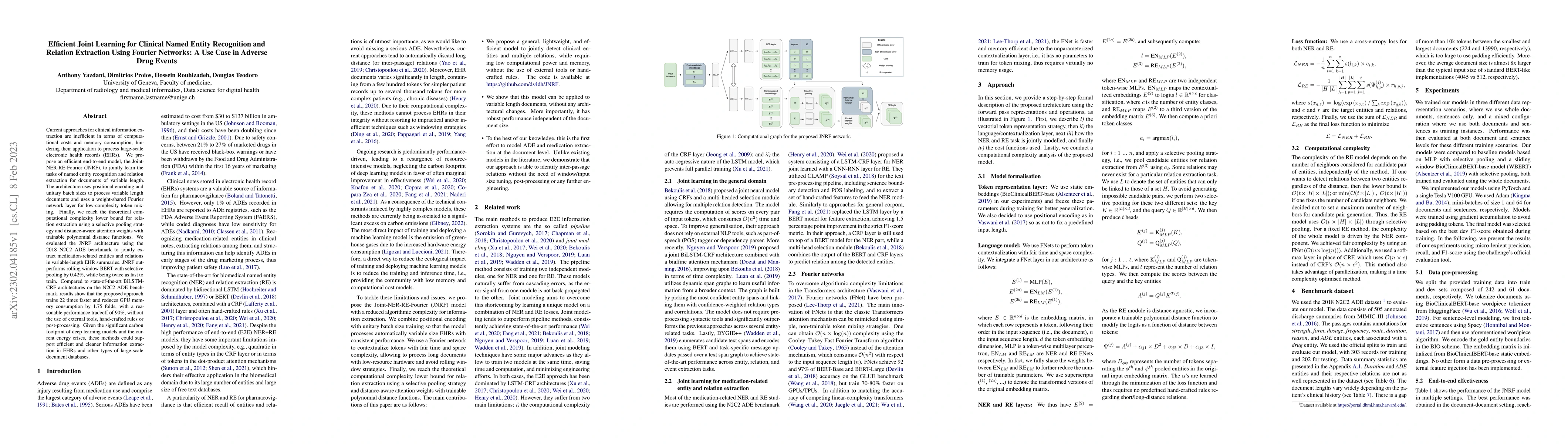 Thumbnail for Efficient Joint Learning for Clinical Named Entity Recognition and
  Relation Extraction Using Fourier Networks: A Use Case in Adverse Drug Events