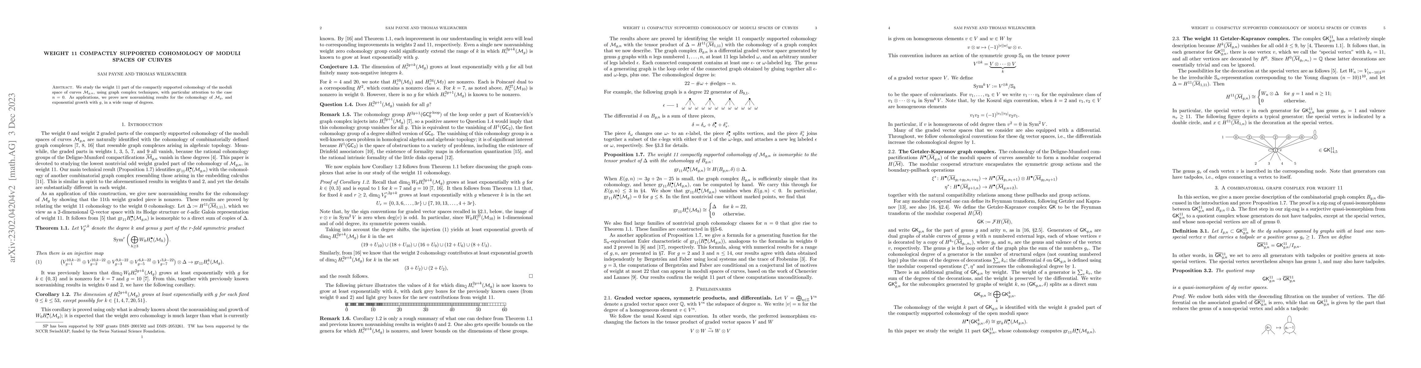 Thumbnail for Weight 11 compactly supported cohomology of moduli spaces of curves