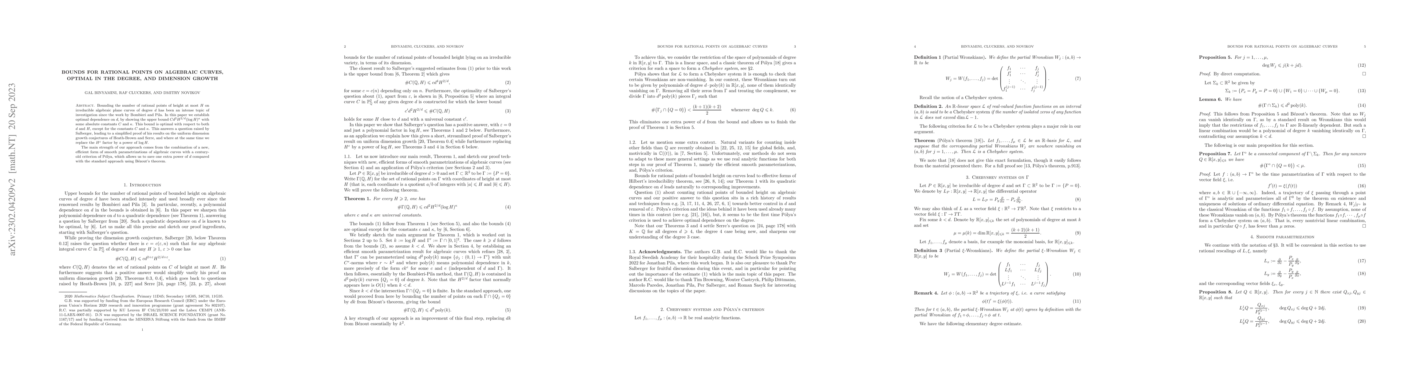 Thumbnail for Bounds for rational points on algebraic curves, optimal in the degree,
  and dimension growth