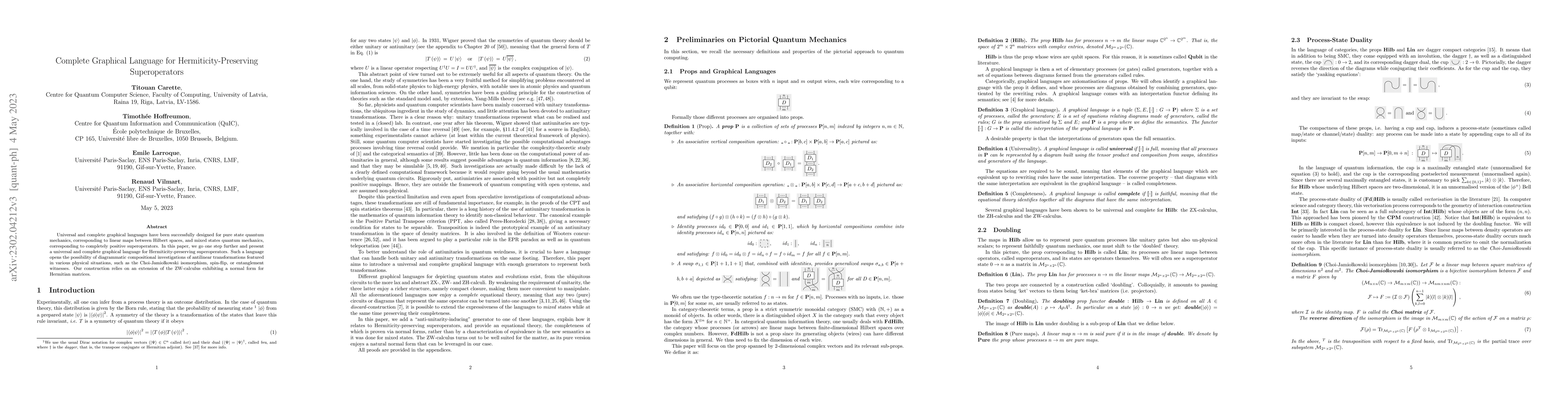 Thumbnail for Complete Graphical Language for Hermiticity-Preserving Superoperators