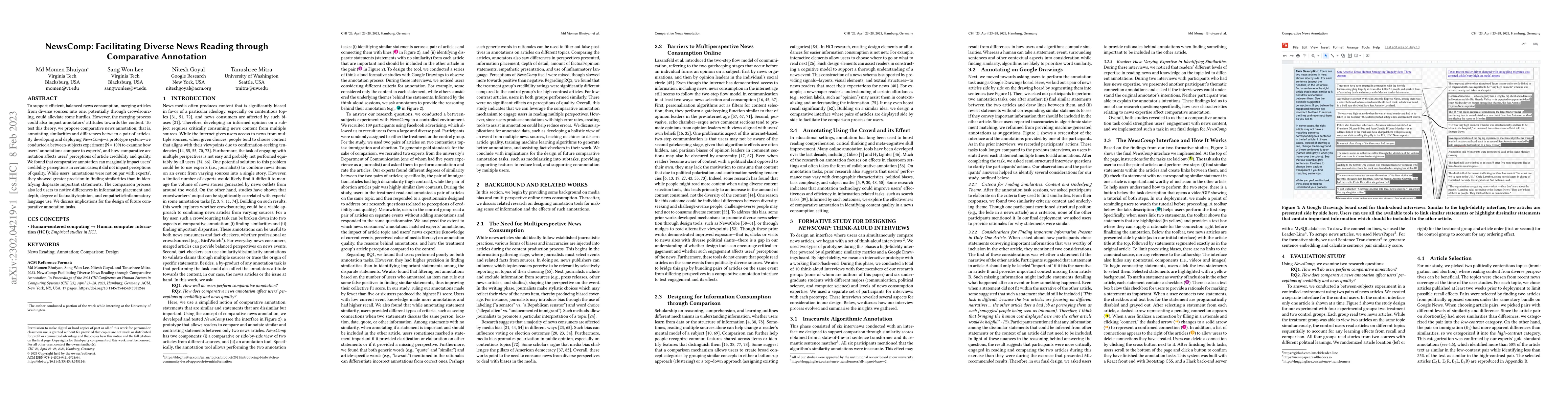 Thumbnail for NewsComp: Facilitating Diverse News Reading through Comparative
  Annotation