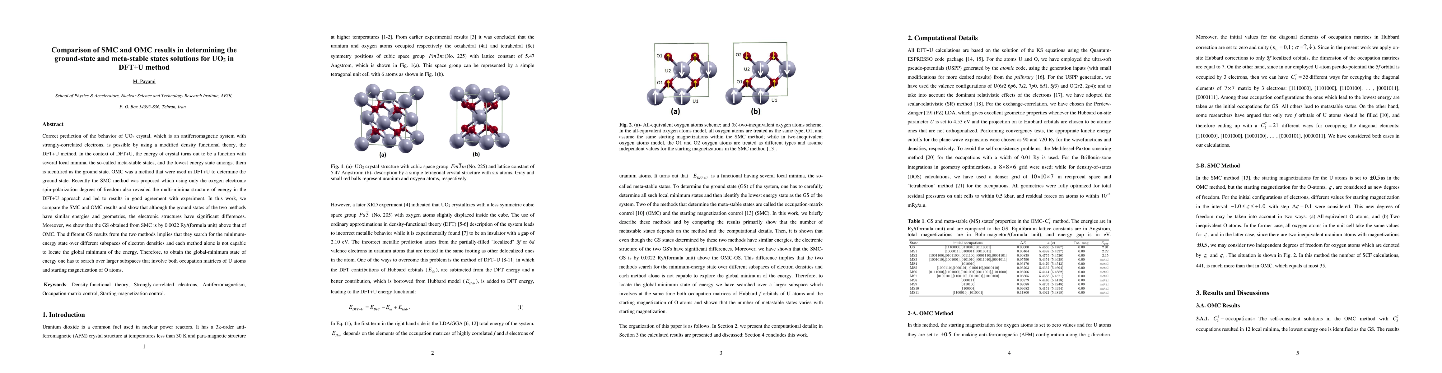 Thumbnail for Comparison of SMC and OMC results in determining the ground-state and
  meta-stable states solutions for UO$_2$ in DFT+U method