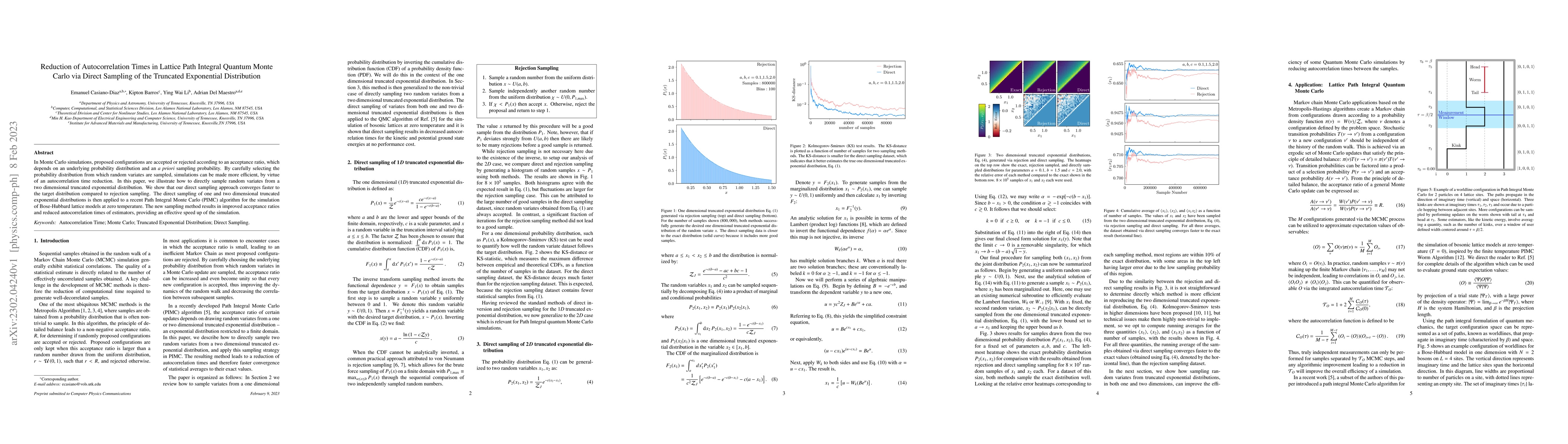 Thumbnail for Reduction of Autocorrelation Times in Lattice Path Integral Quantum
  Monte Carlo via Direct Sampling of the Truncated Exponential Distribution