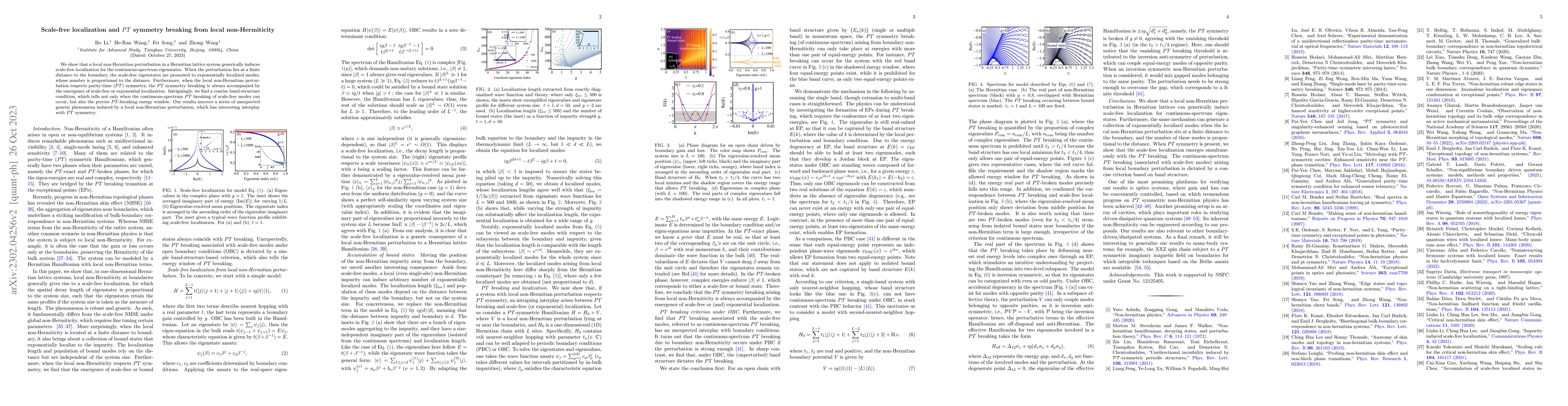 Thumbnail for Scale-free localization and PT symmetry breaking from local
  non-Hermiticity