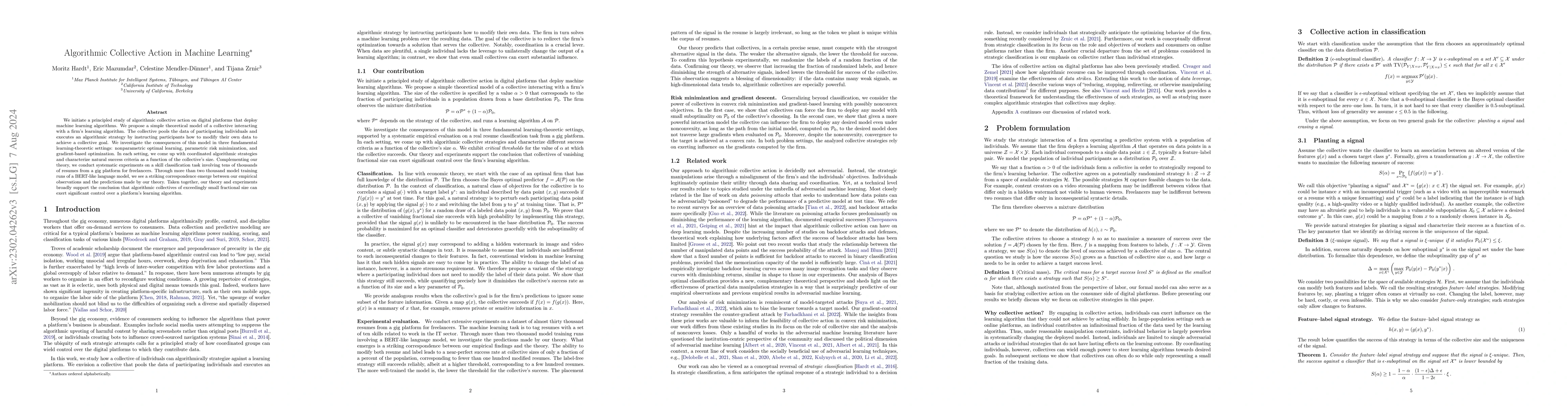 Thumbnail for Algorithmic Collective Action in Machine Learning