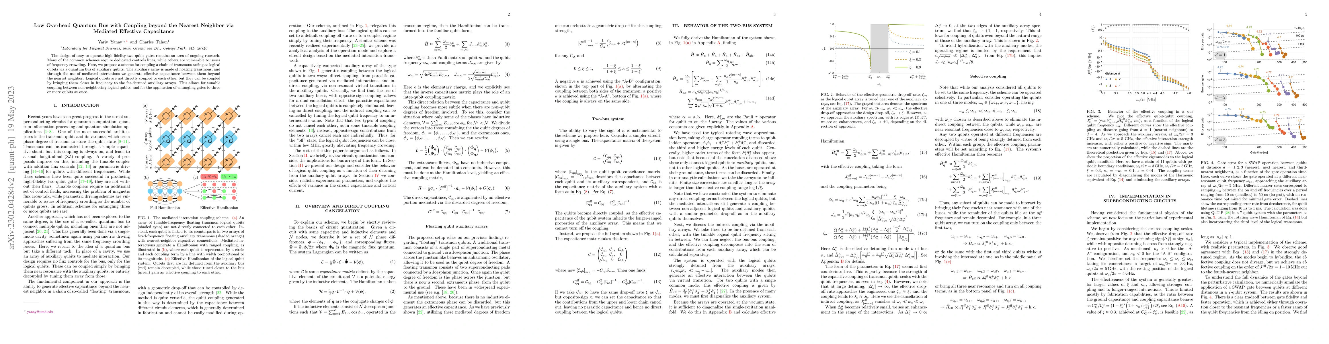 Thumbnail for Low Overhead Quantum Bus with Coupling beyond the Nearest Neighbor via
  Mediated Effective Capacitance