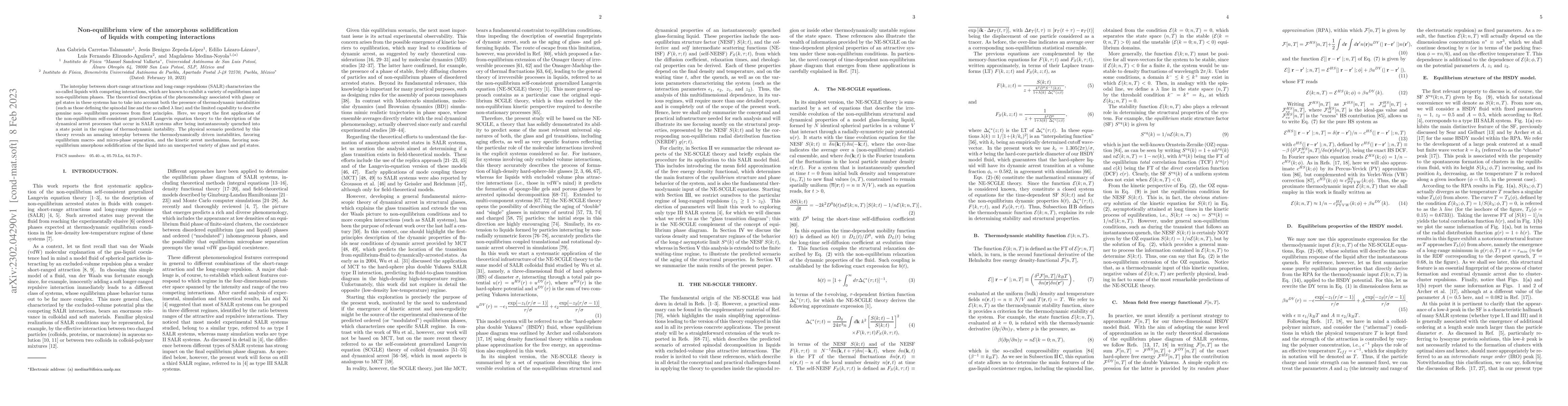 Thumbnail for Non-Equilibrium View of the Amorphous Solidification of Liquids with
  Competing Interactions