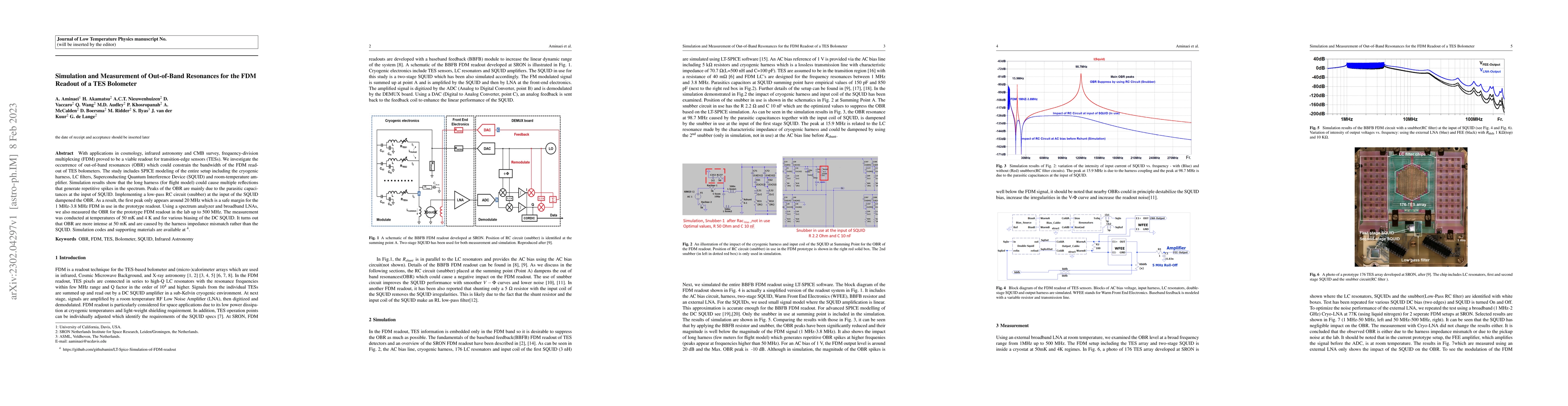 Thumbnail for Simulation and Measurement of Out-of-Band Resonances for the FDM Readout
  of a TES Bolometer