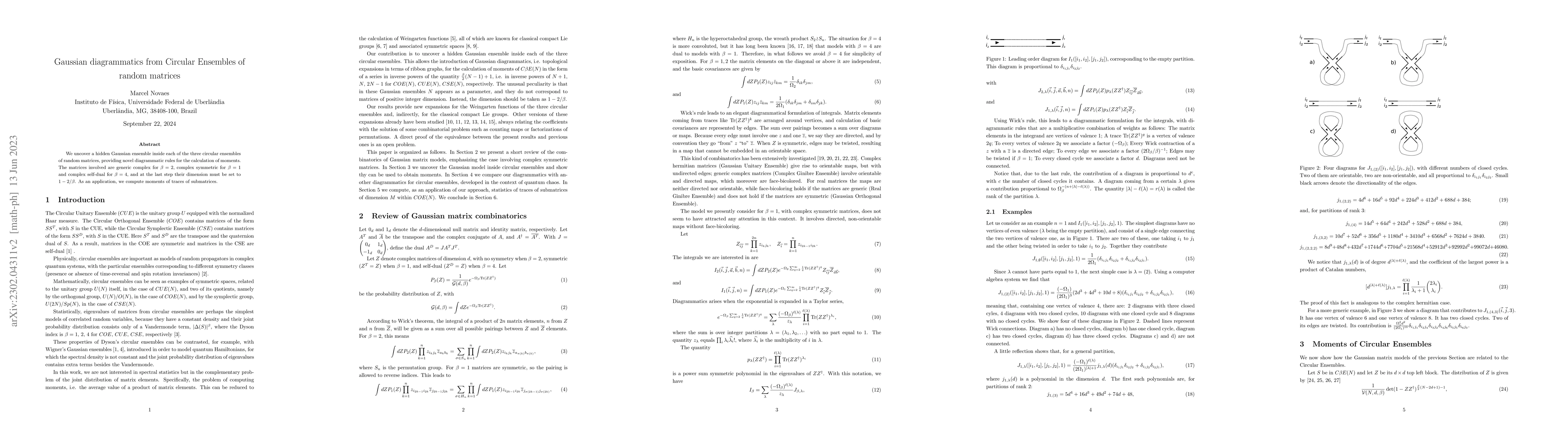 Thumbnail for Gaussian diagrammatics from Circular Ensembles of random matrices