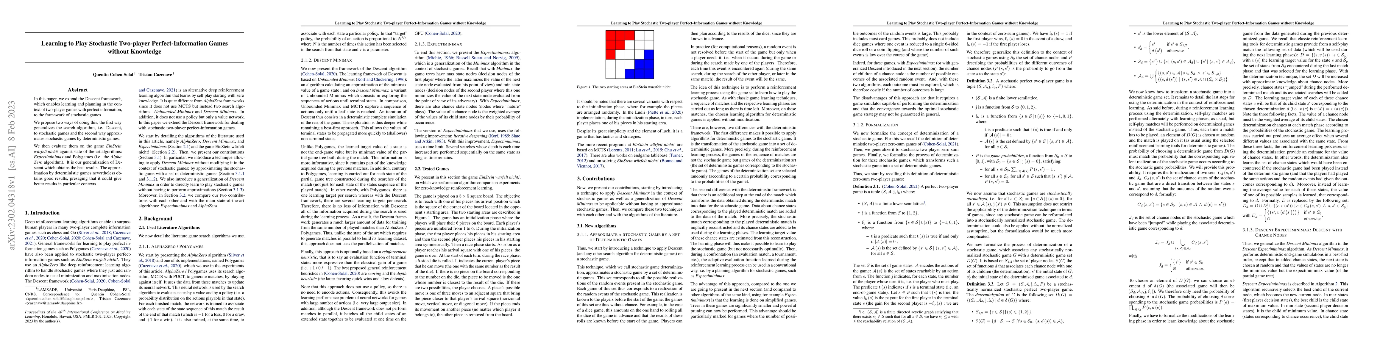 Thumbnail for Learning to Play Stochastic Two-player Perfect-Information Games without
  Knowledge