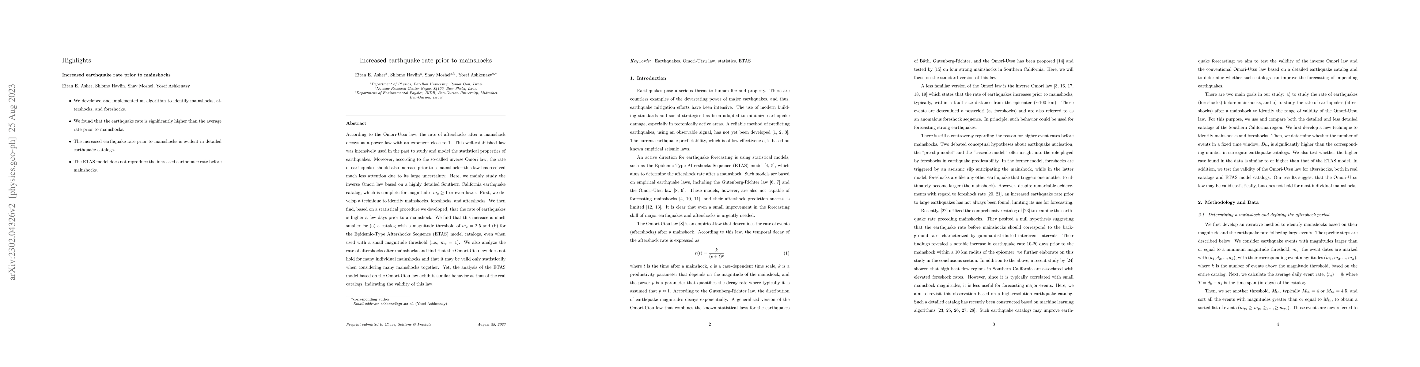 Thumbnail for Increased earthquake rate prior to mainshocks