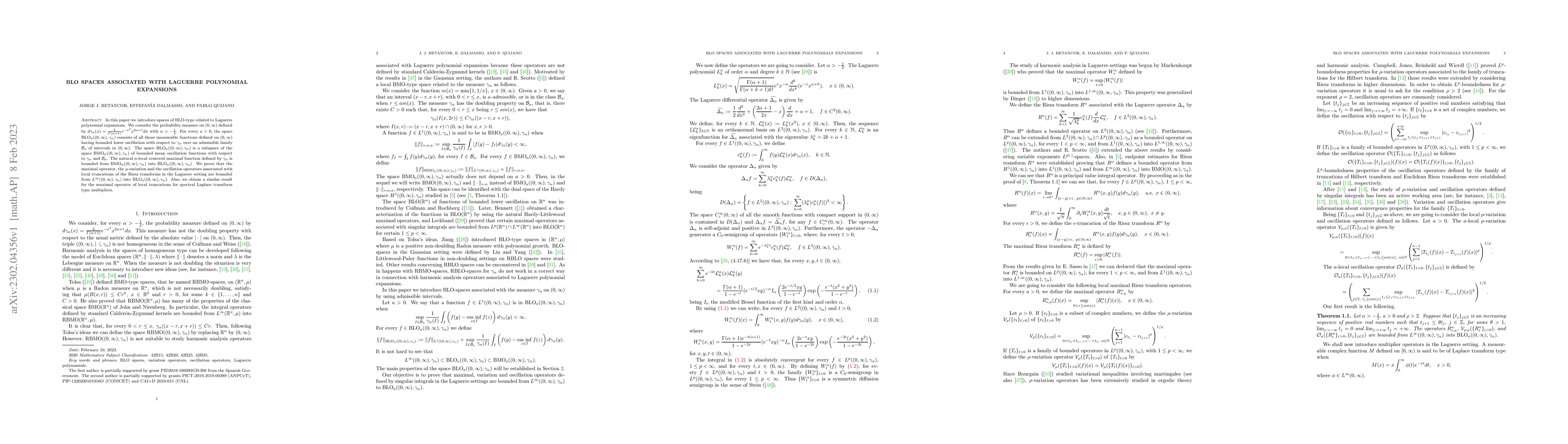 Thumbnail for BLO spaces associated with Laguerre polynomials expansions