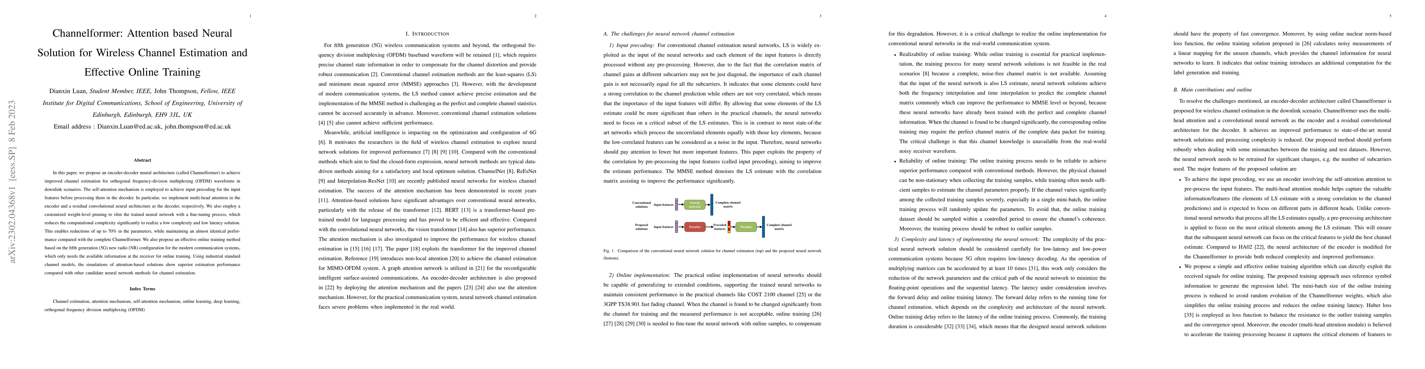 Thumbnail for Channelformer: Attention based Neural Solution for Wireless Channel
  Estimation and Effective Online Training