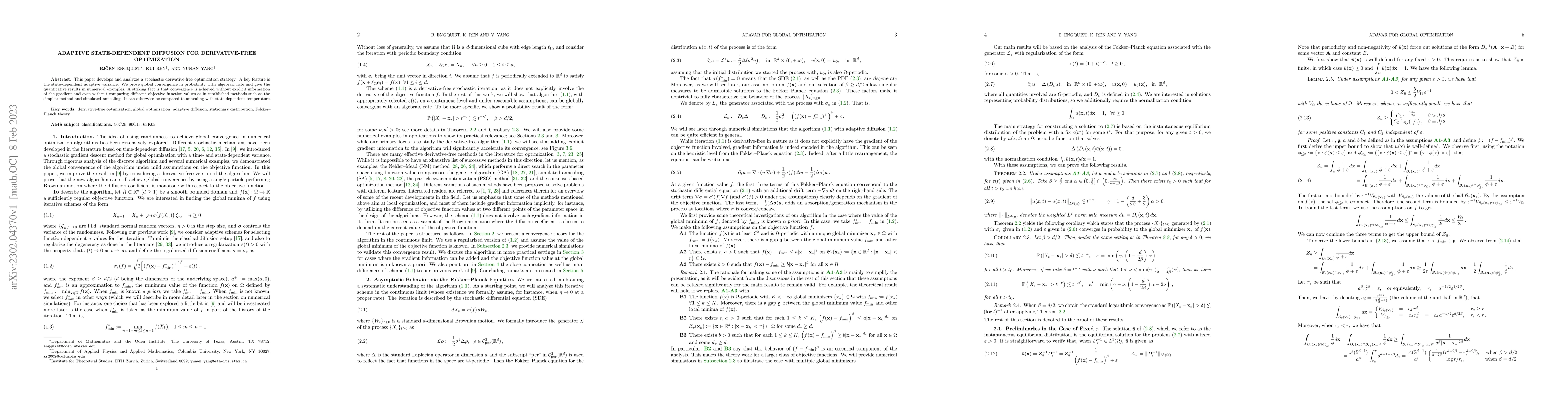Thumbnail for Adaptive State-Dependent Diffusion for Derivative-Free Optimization
