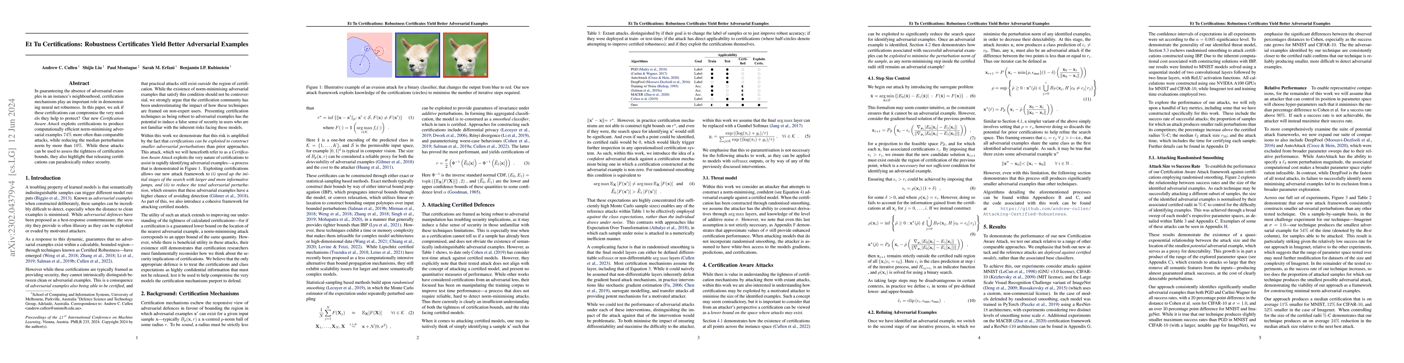 Thumbnail for Et Tu Certifications: Robustness Certificates Yield Better Adversarial
  Examples