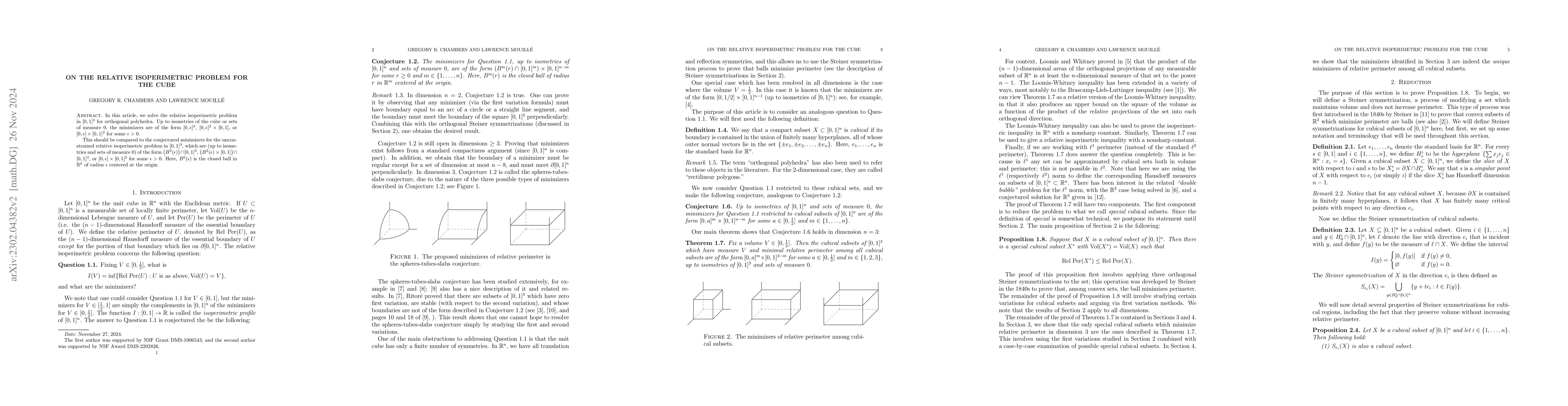 Thumbnail for On the relative isoperimetric problem for the cube