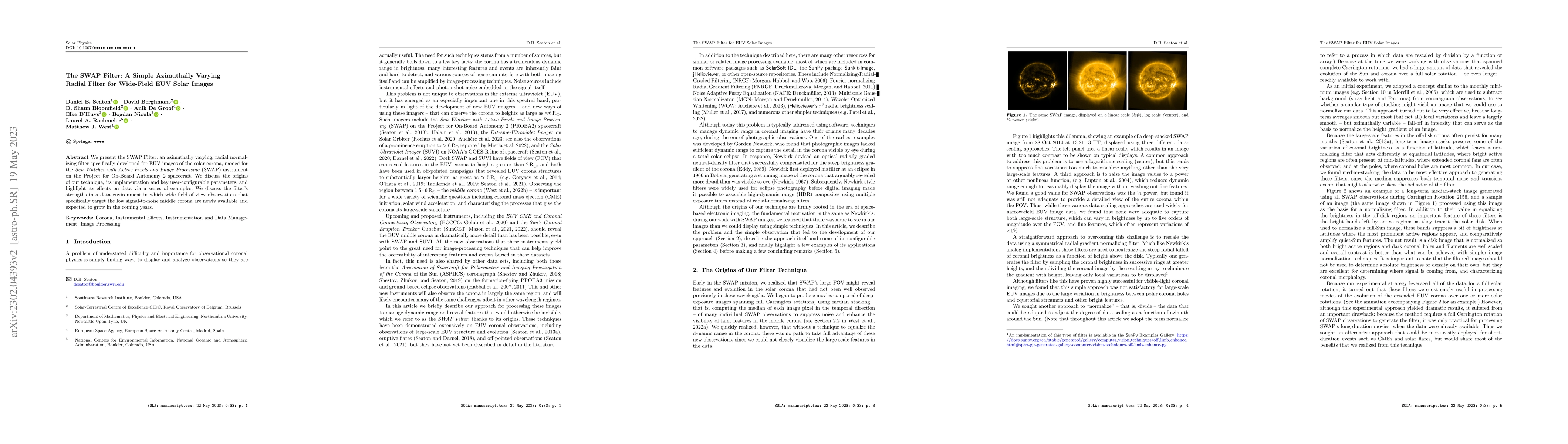 Thumbnail for The SWAP Filter: A Simple Azimuthally Varying Radial Filter for
  Wide-Field EUV Solar Images
