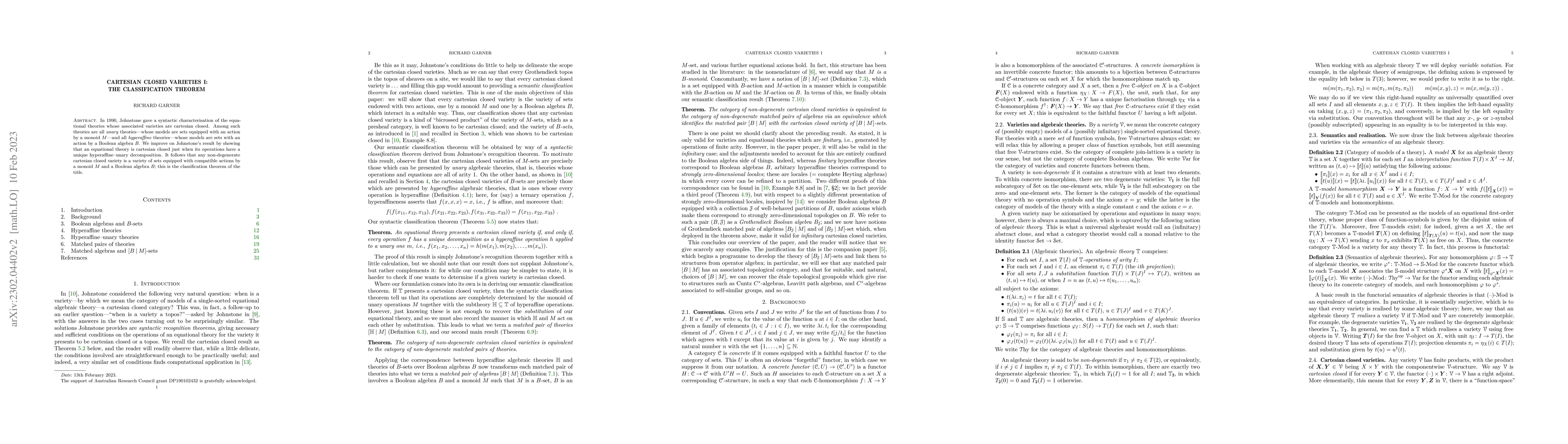 Thumbnail for Cartesian closed varieties I: the classification theorem