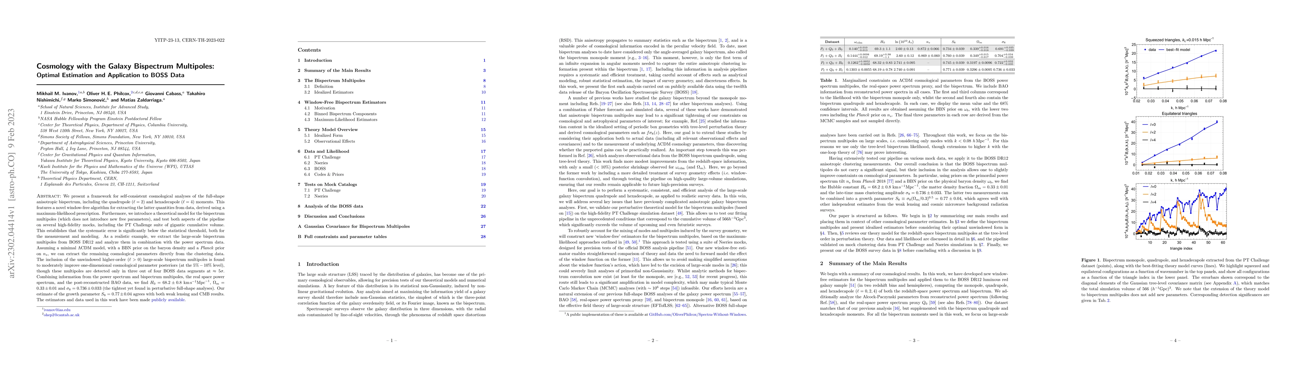 Thumbnail for Cosmology with the Galaxy Bispectrum Multipoles: Optimal Estimation and
  Application to BOSS Data