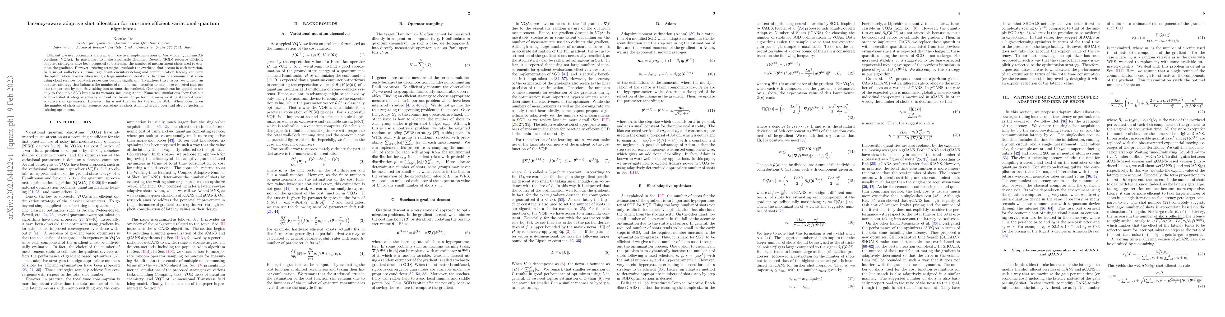 Thumbnail for Latency-aware adaptive shot allocation for run-time efficient
  variational quantum algorithms