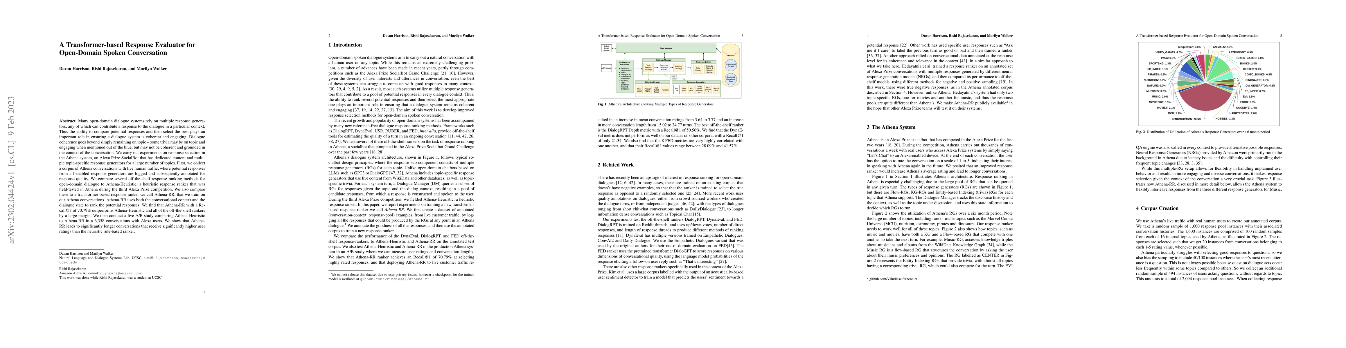 Thumbnail for A Transformer-based Response Evaluator for Open-Domain Spoken
  Conversation