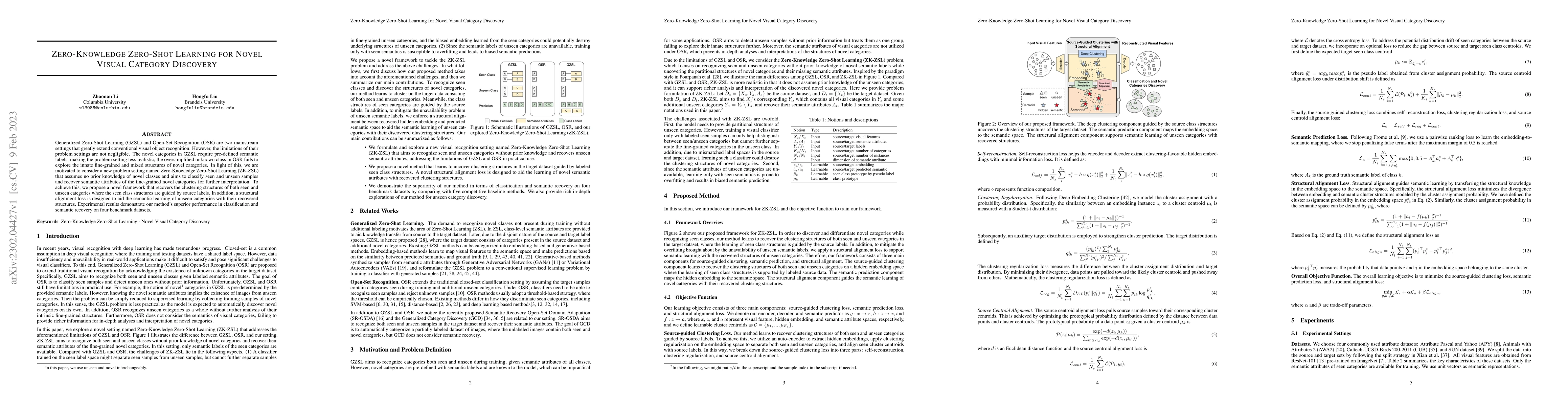 Thumbnail for Zero-Knowledge Zero-Shot Learning for Novel Visual Category Discovery