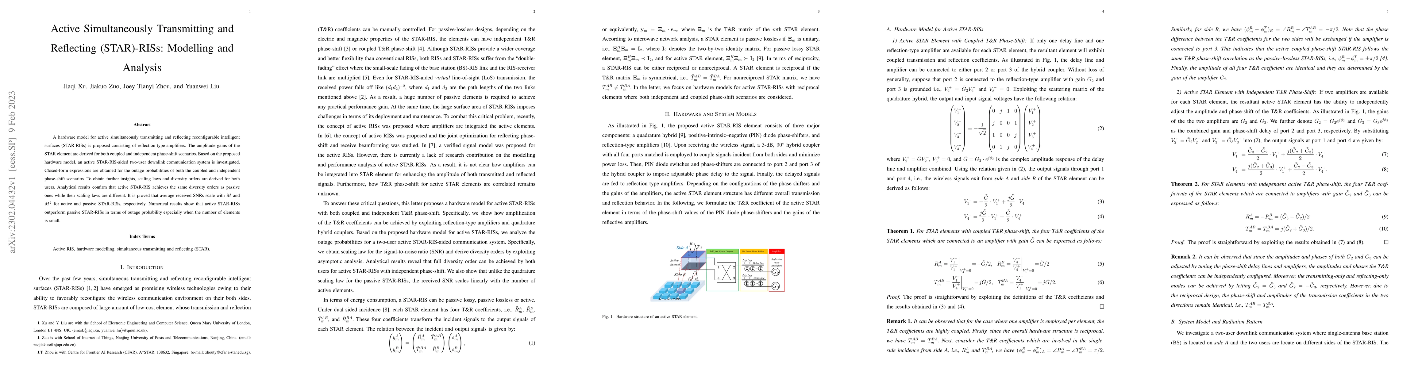 Thumbnail for Active Simultaneously Transmitting and Reflecting (STAR)-RISs: Modelling
  and Analysis
