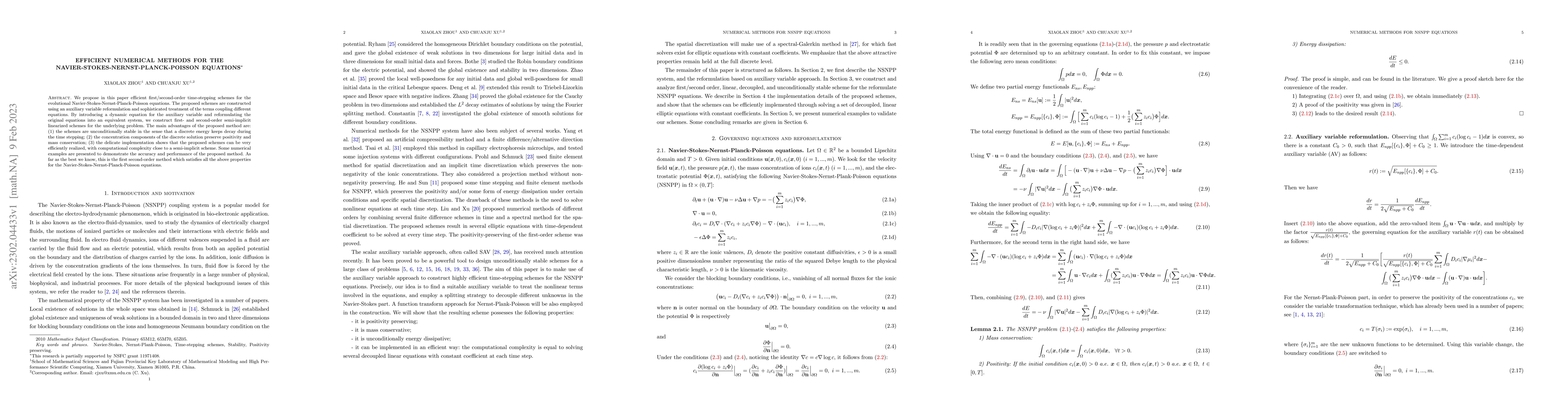 Thumbnail for Efficient numerical methods for the Navier-Stokes-Nernst-Planck-Poisson
  equations