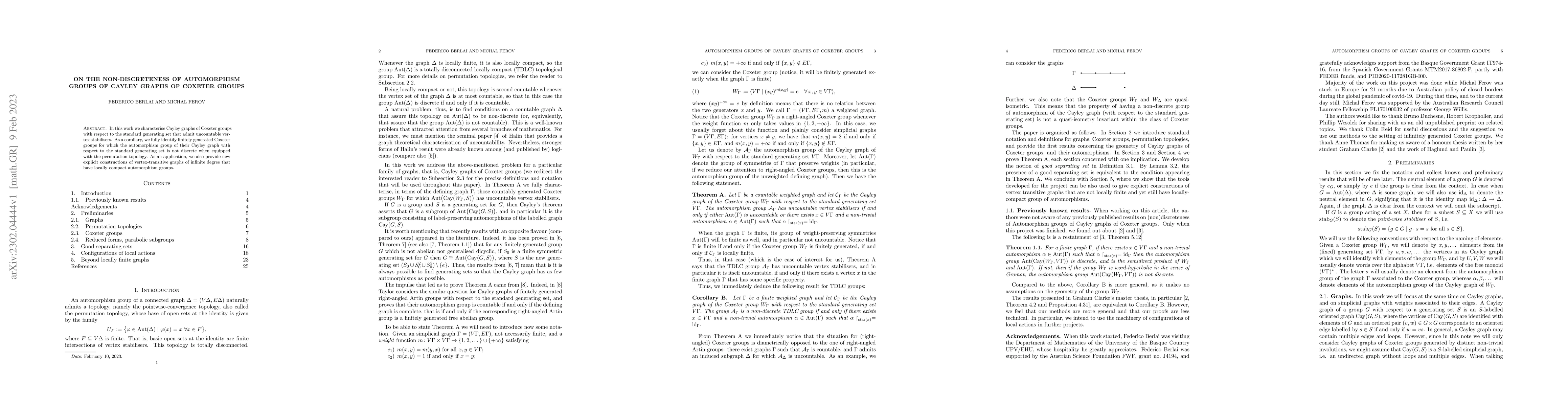 Thumbnail for On the non-discreteness of automorphism groups of Cayley graphs of
  Coxeter groups