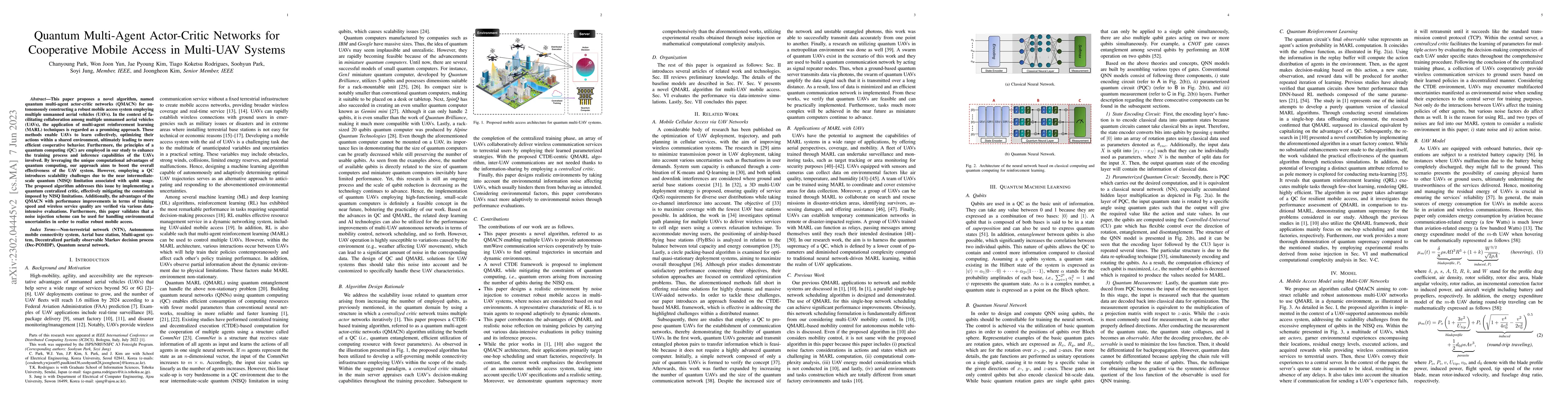 Thumbnail for Quantum Multi-Agent Actor-Critic Networks for Cooperative Mobile Access
  in Multi-UAV Systems