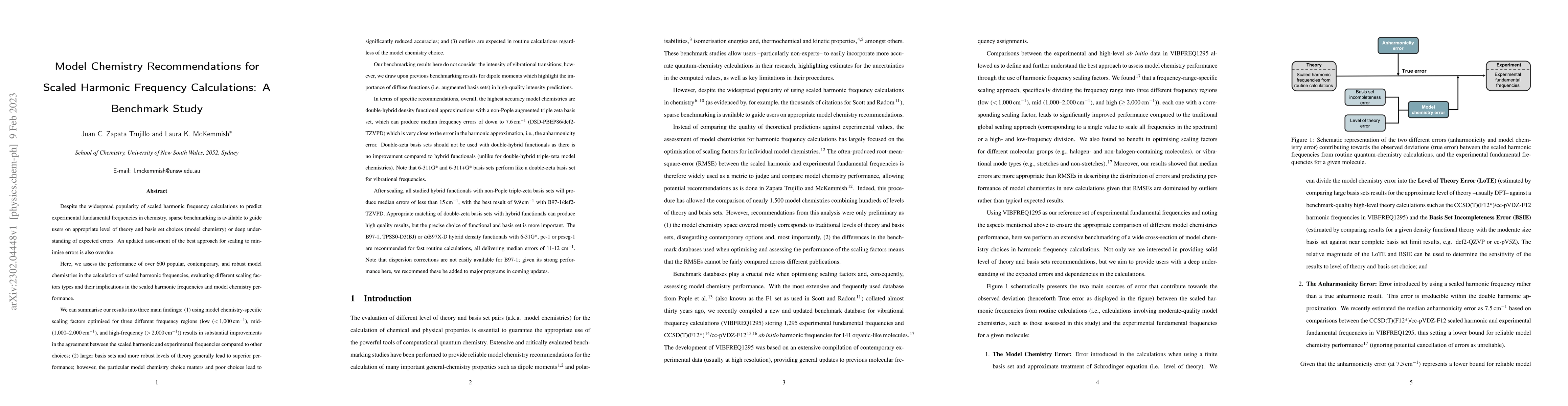 Thumbnail for Model Chemistry Recommendations for Scaled Harmonic Frequency
  Calculations: A Benchmark Study
