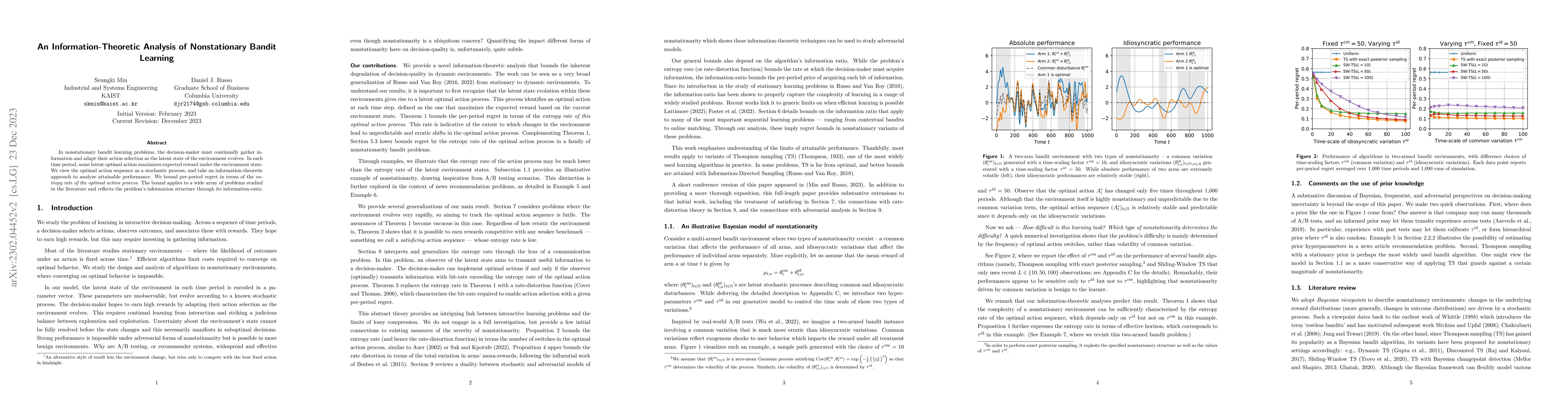 Thumbnail for An Information-Theoretic Analysis of Nonstationary Bandit Learning
