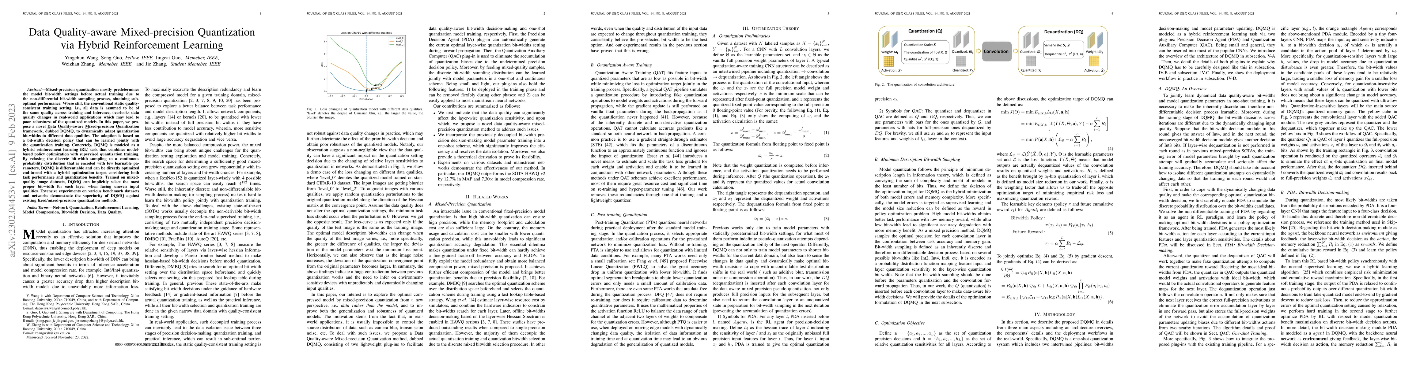 Thumbnail for Data Quality-aware Mixed-precision Quantization via Hybrid Reinforcement
  Learning