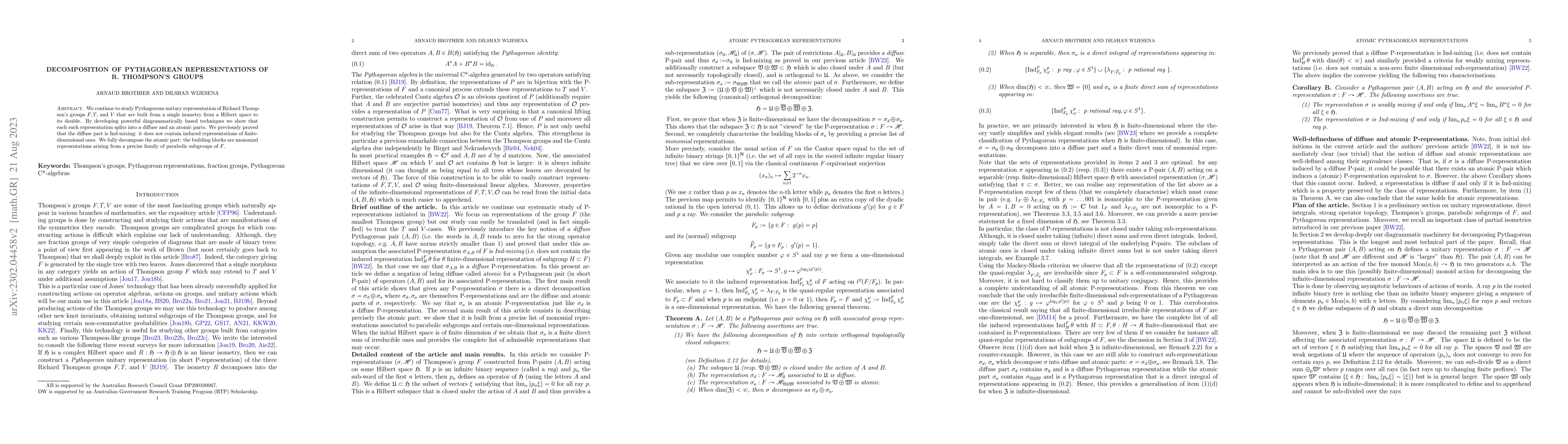 Thumbnail for Decomposition of Pythagorean representations of R. Thompson's groups