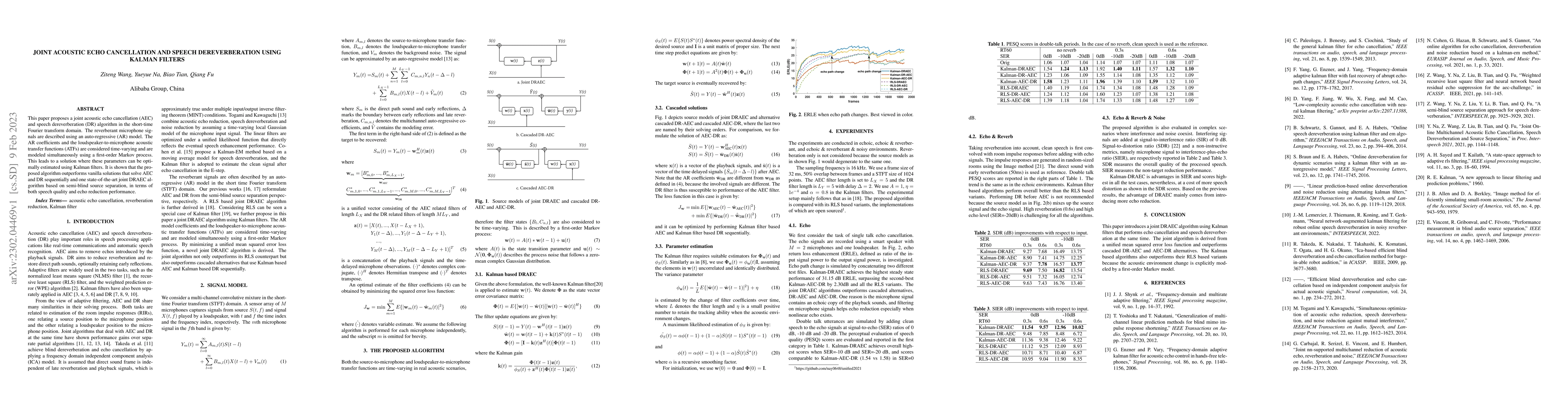Thumbnail for Joint Acoustic Echo Cancellation and Speech Dereverberation Using Kalman
  filters