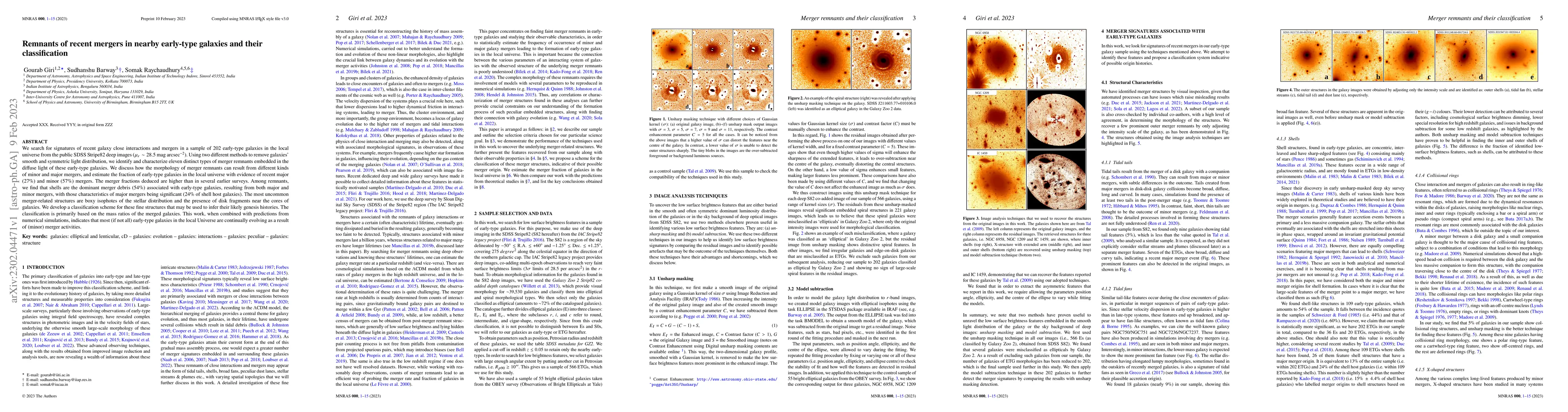 Thumbnail for Remnants of recent mergers in nearby early-type galaxies and their
  classification