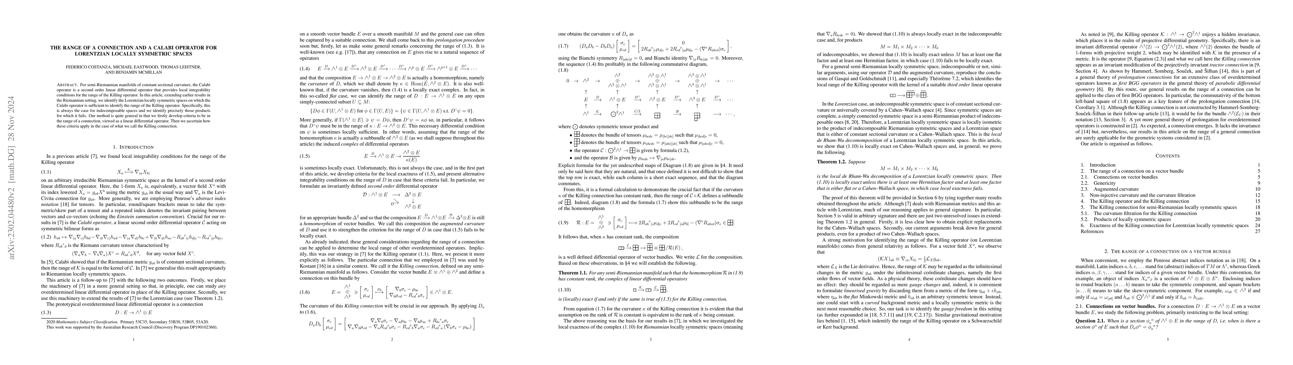 Thumbnail for The range of a connection and a Calabi operator for Lorentzian locally
  symmetric spaces