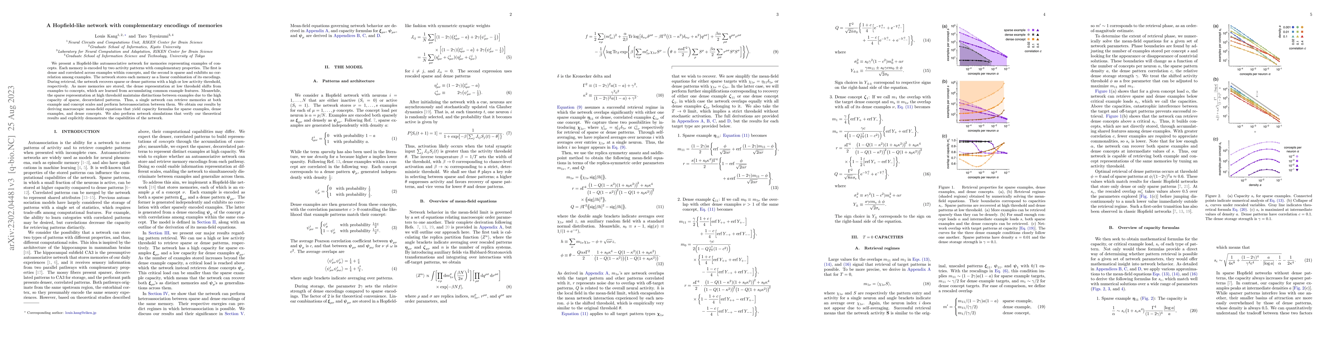 Thumbnail for A Hopfield-like model with complementary encodings of memories