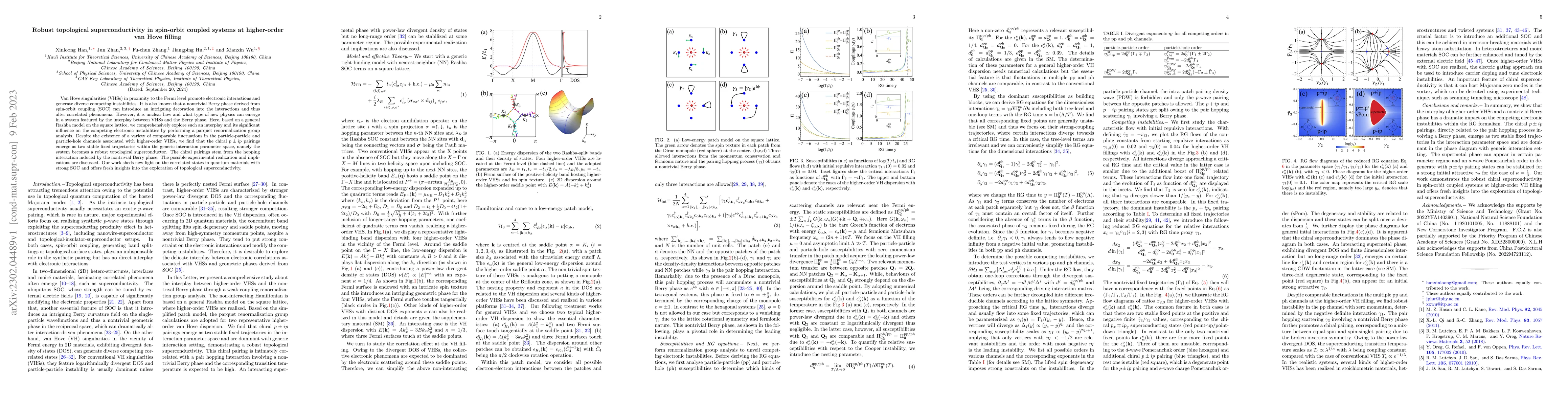Thumbnail for Robust topological superconductivity in spin-orbit coupled systems at
  higher-order van Hove filling
