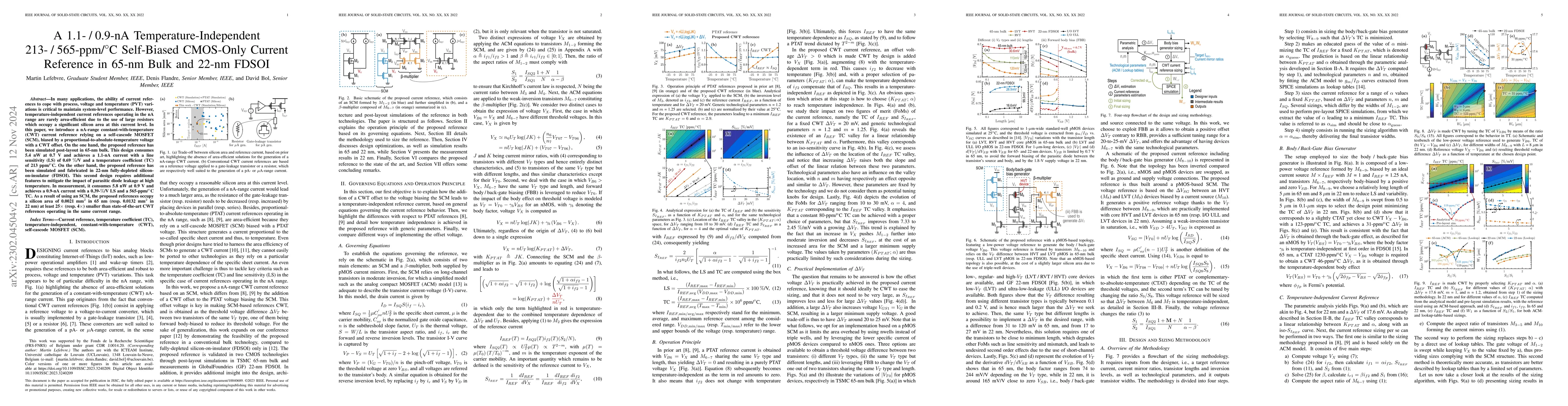 Thumbnail for A 1.1- / 0.9-nA Temperature-Independent 213- / 565-ppm/$^\circ$C
  Self-Biased CMOS-Only Current Reference in 65-nm Bulk and 22-nm FDSOI