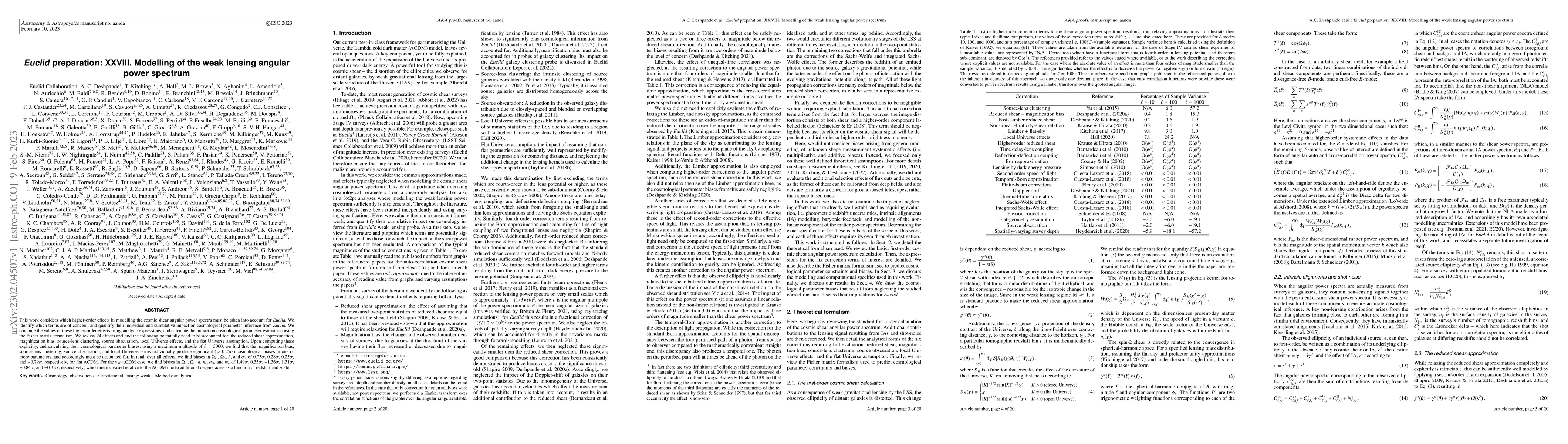 Thumbnail for Euclid preparation: XXVIII. Modelling of the weak lensing angular power
  spectrum