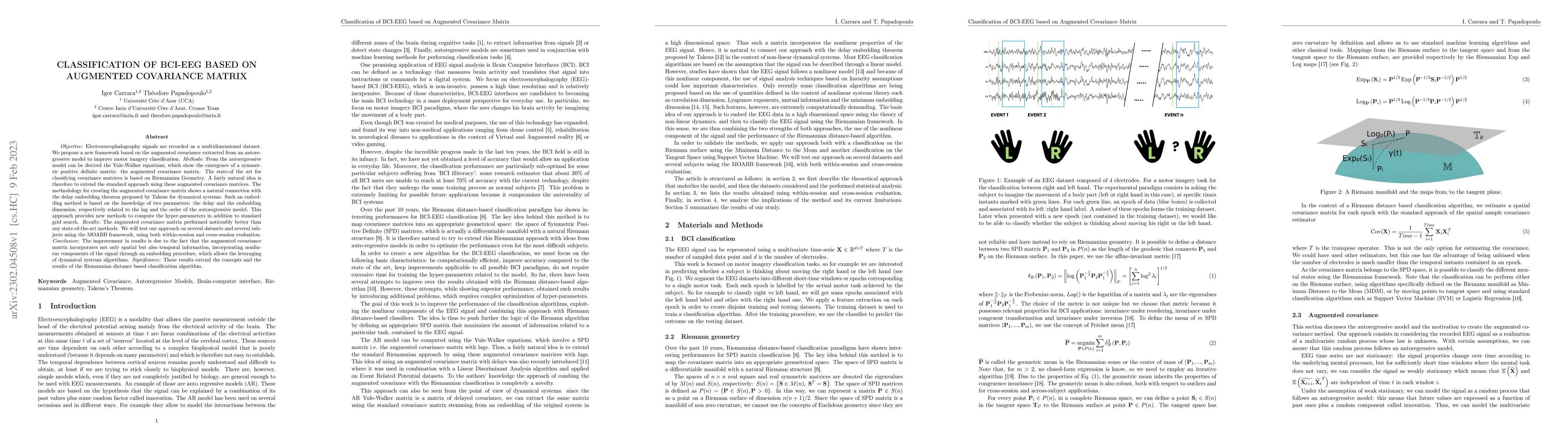 Thumbnail for Classification of BCI-EEG based on augmented covariance matrix